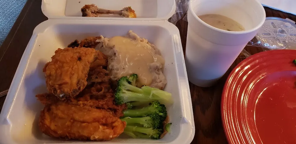 Chicken Dinner with Clam Chowder Amashed Potatoesnd Garlic Mashed Potatoes